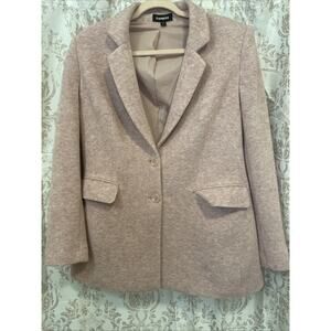 Express Pink Knit Blazer - Size Large - 2 Buttons & 2 Pockets - Long Sleeves